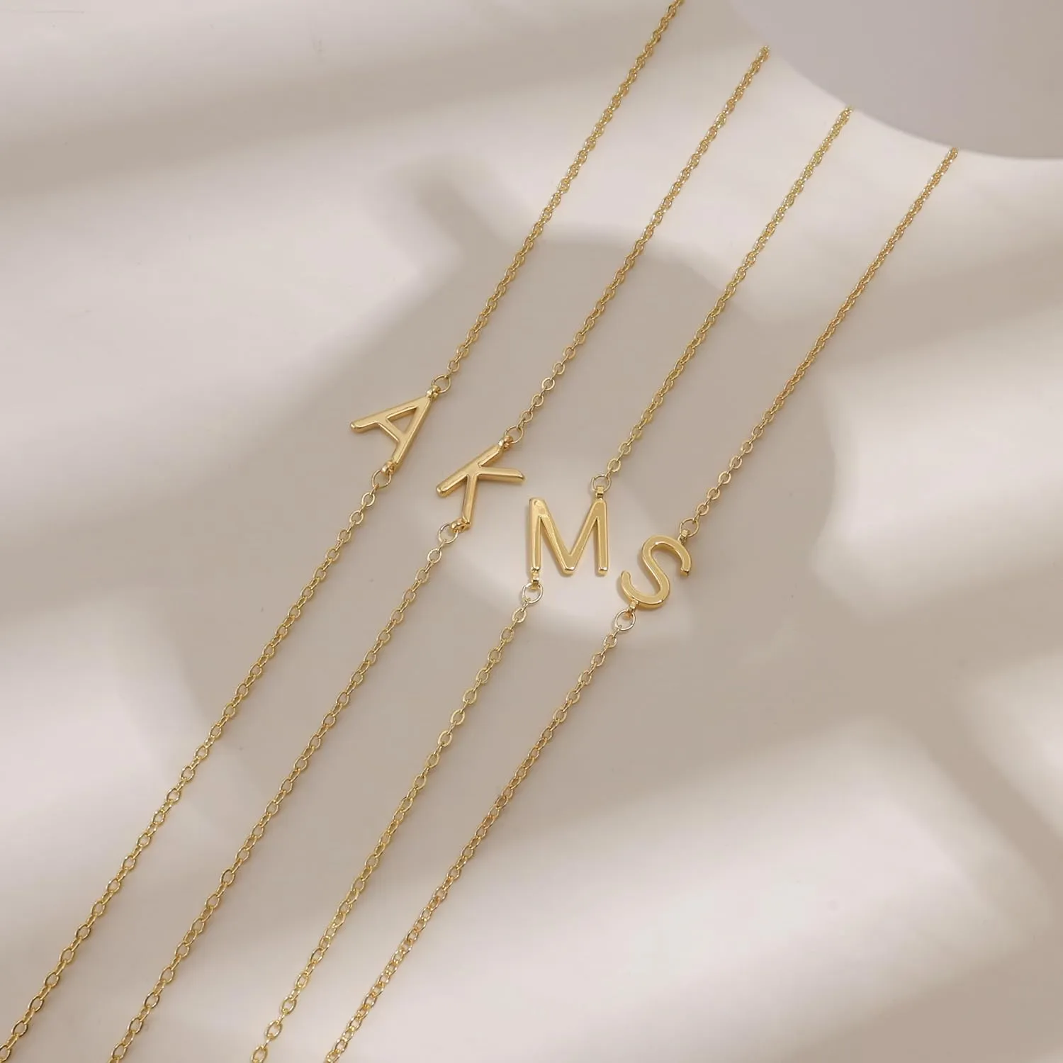 Initial Necklaces for Women, Dainty Gold Letter Necklace 14k Gold Plated Sideways Initial Necklace Cute Name Simple Choker Necklaces for Women Trendy Jewelry Gifts