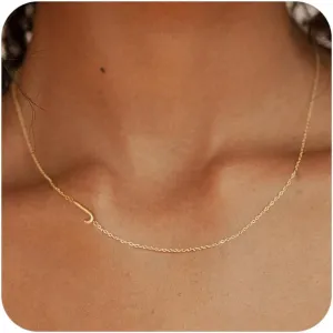 Initial Necklaces for Women Dainty Gold Letter Necklace Sideways Initial Necklace Cute Name Necklace Simple Choker Necklaces for Women Trendy Gold Jewelry Gifts