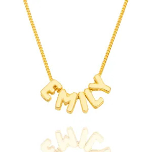 Initial Personalized Bubble Name Necklace for Women, 925 Sterling Silver Balloon initial necklaces for women, Customized Necklaces Gift for Birthday, Anniversary, Valentines &Christmas