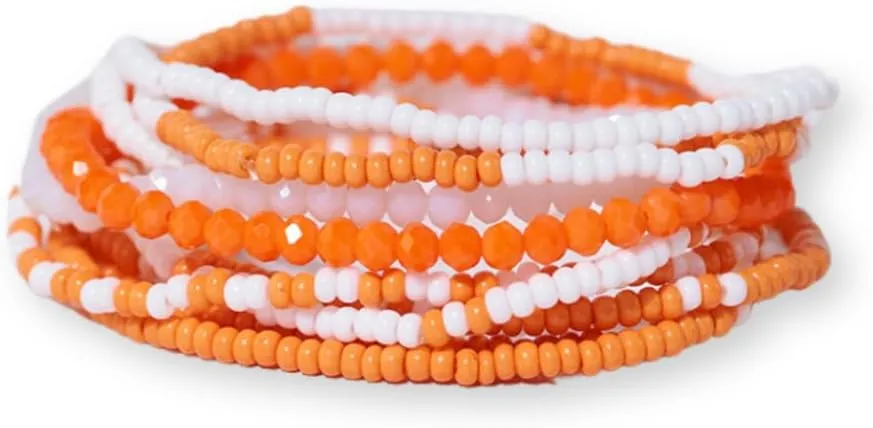 INK   ALLOY Game Day Bracelet Stacks, Beaded Bracelets for Football Gameday Outfits, Handmade Jewelry for College Students, Teachers, Football Moms, Set of 10
