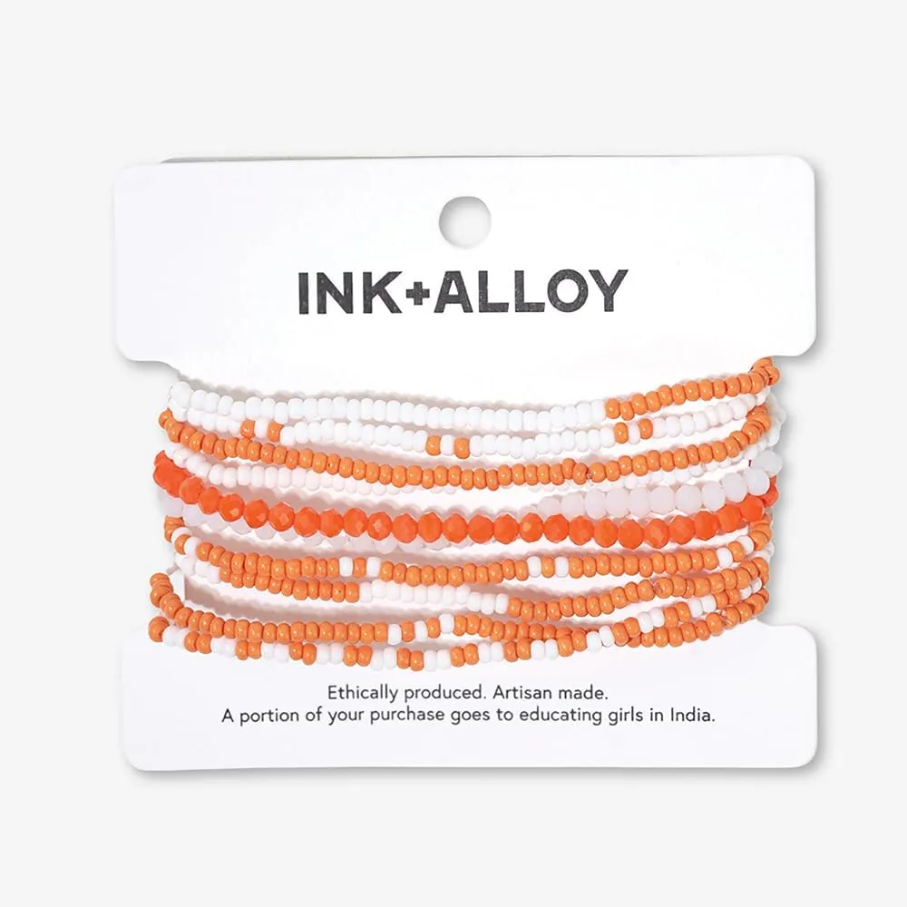INK   ALLOY Game Day Bracelet Stacks, Beaded Bracelets for Football Gameday Outfits, Handmade Jewelry for College Students, Teachers, Football Moms, Set of 10