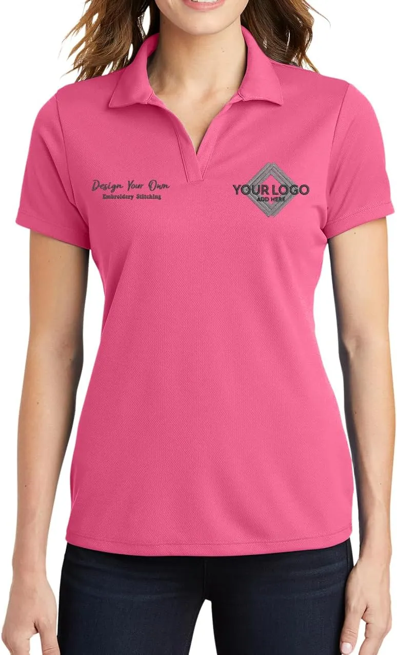 INK STITCH Women Lst640 Custom Embroidery Personalized Logo Texs Mesh Cool Fit Polo Shirts