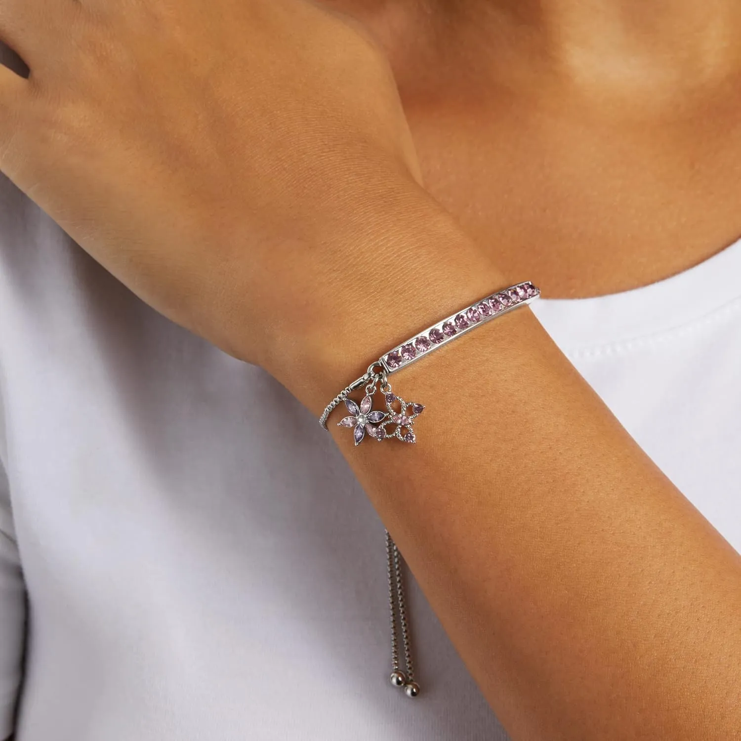 INSPIRED VOICES Sterling Silver Plated Charm Bracelets for Women - Easy Adjustable Bracelets