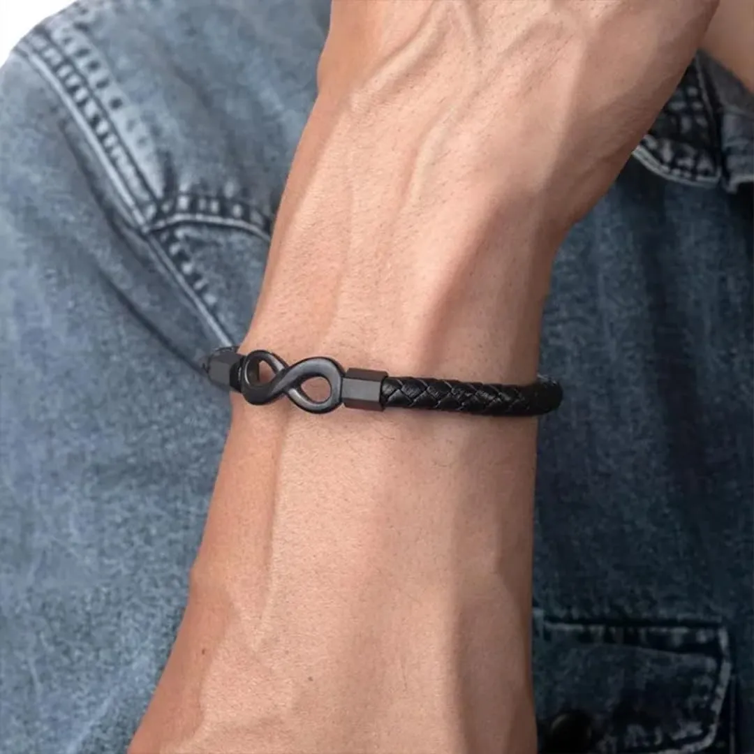 Inspiringjewel To My Son, Infinity Leather Bracelet Grandson Gifts from Mother Grandmother Unbreakable Bond Forever Linked Together Bracelets Birthday Christmas Inspirational Gifts for Men Son Grandson