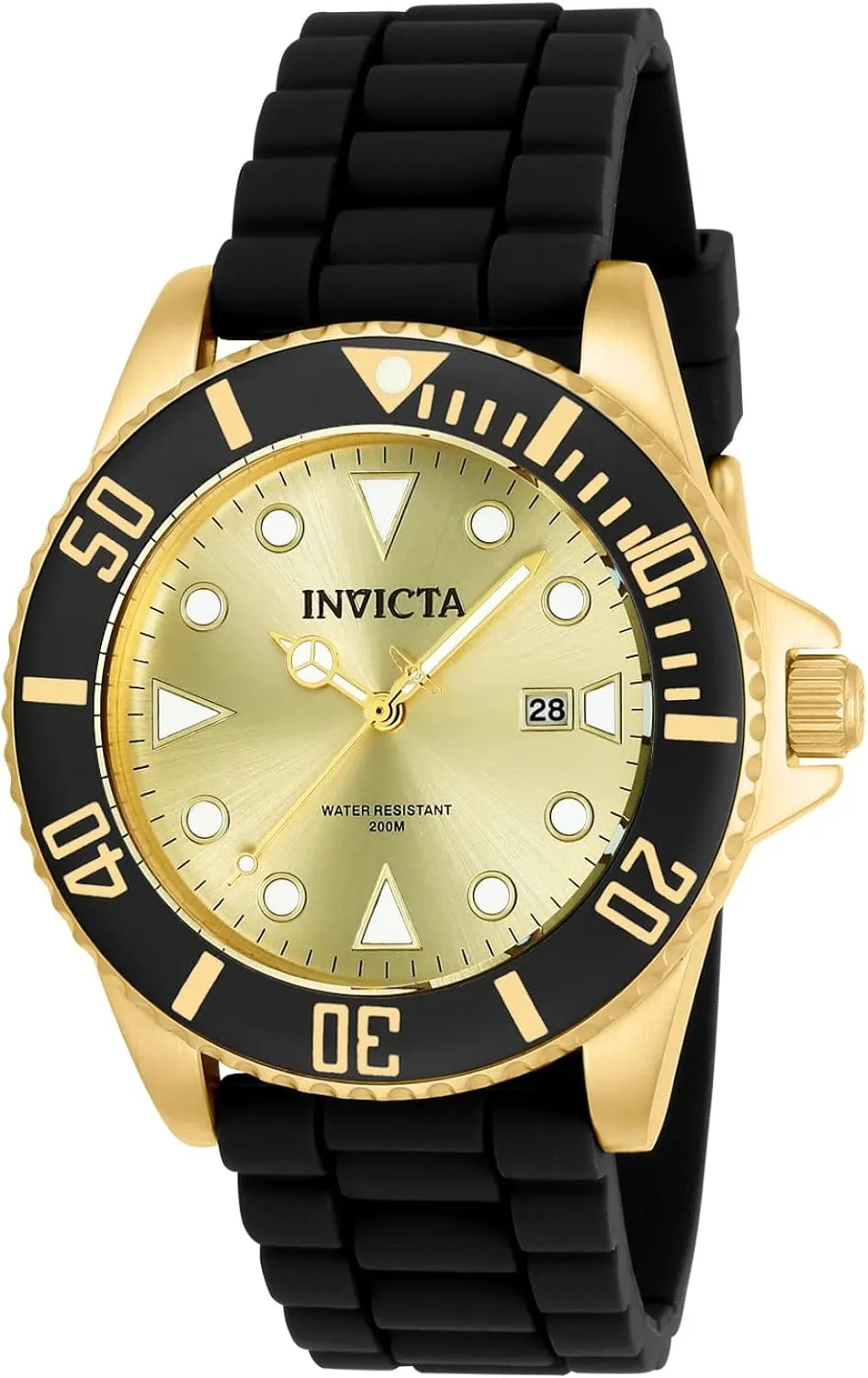 Invicta Men's Pro Diver Stainless Steel Quartz Watch with Silicone Strap, Black, 22 (Model: 90302)