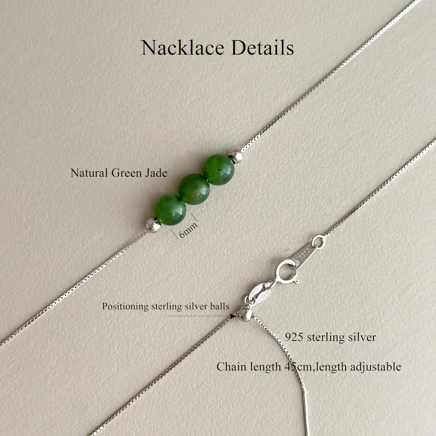 Jade Necklace Stocking Stuffers for Women Dainty 925 Sterling Silver Choker Green Necklaces Handmade Crystal Beads Necklaces Jewelry as Gifts for Women