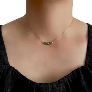 Jade Necklace Stocking Stuffers for Women Dainty 925 Sterling Silver Choker Green Necklaces Handmade Crystal Beads Necklaces Jewelry as Gifts for Women