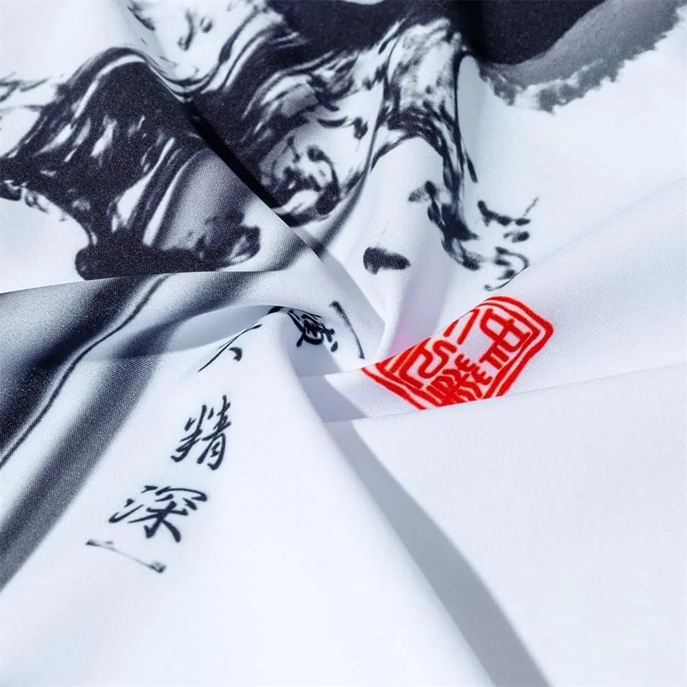 Japanese Kimonos Cardigan for Men Women Chinese Traditional Yinyang Kungfu Yukata Jacket Short Sleeve Shirt Robe