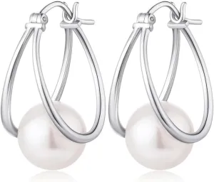 JerMrasra Fashion Faux Pearl Ear Cuffs, Minimalist Round Earrings, Hoop Design Women's Earrings, Trendy Elegant Accessory