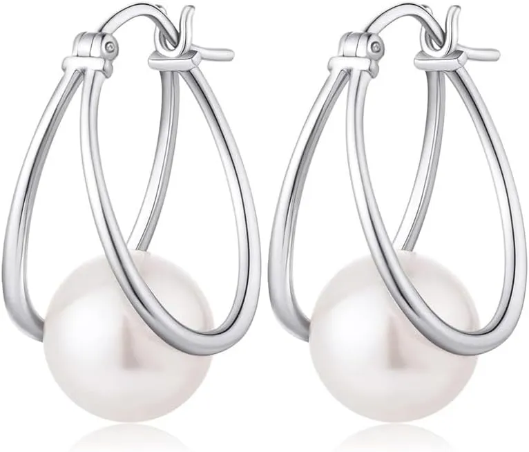 JerMrasra Fashion Faux Pearl Ear Cuffs, Minimalist Round Earrings, Hoop Design Women's Earrings, Trendy Elegant Accessory