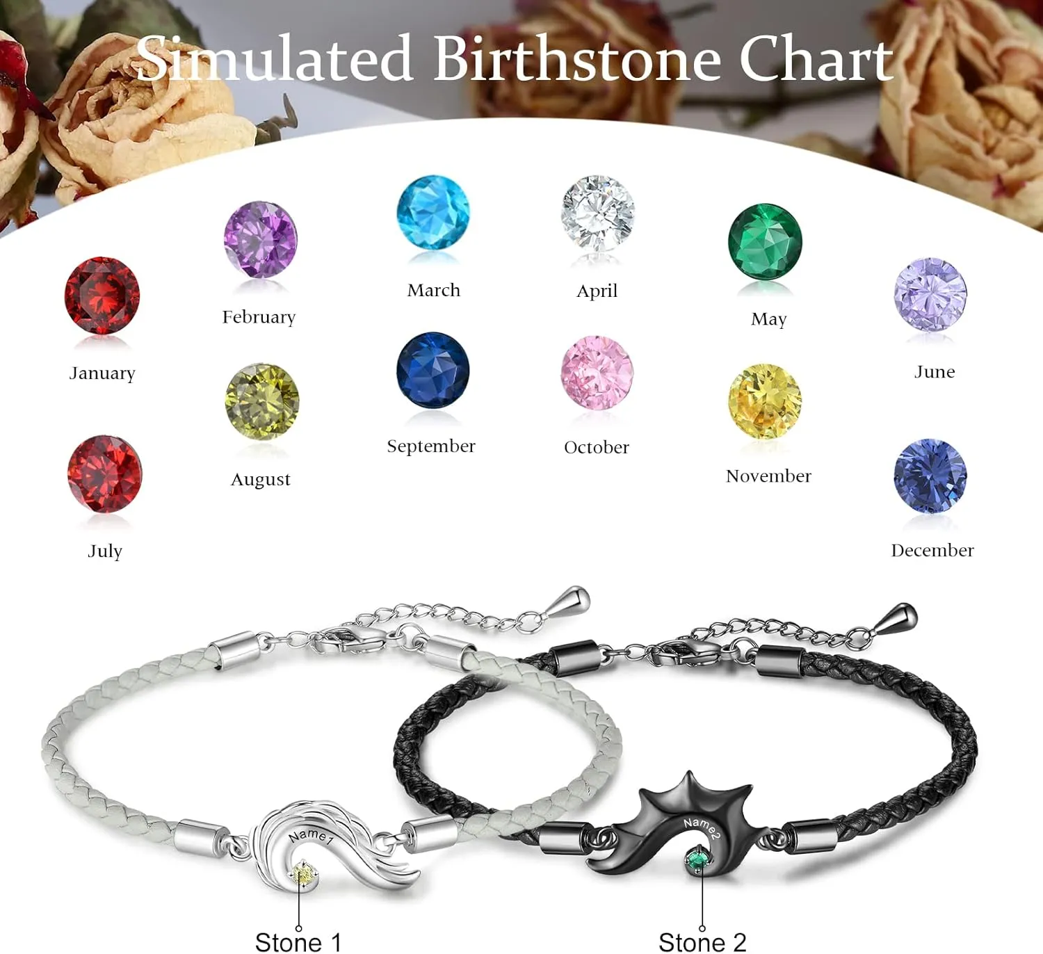 Jewelstruck Couples Bracelets for Him and Hers Personalized Matching Bracelets for Couples Boyfriend and Girlfriend Birthday Anniversary Christmas Sweet Relationship Custom Bracelets for Couples