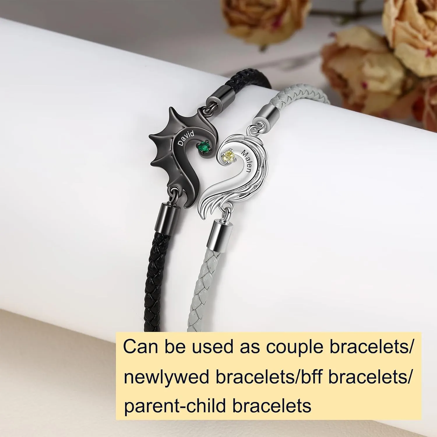 Jewelstruck Couples Bracelets for Him and Hers Personalized Matching Bracelets for Couples Boyfriend and Girlfriend Birthday Anniversary Christmas Sweet Relationship Custom Bracelets for Couples