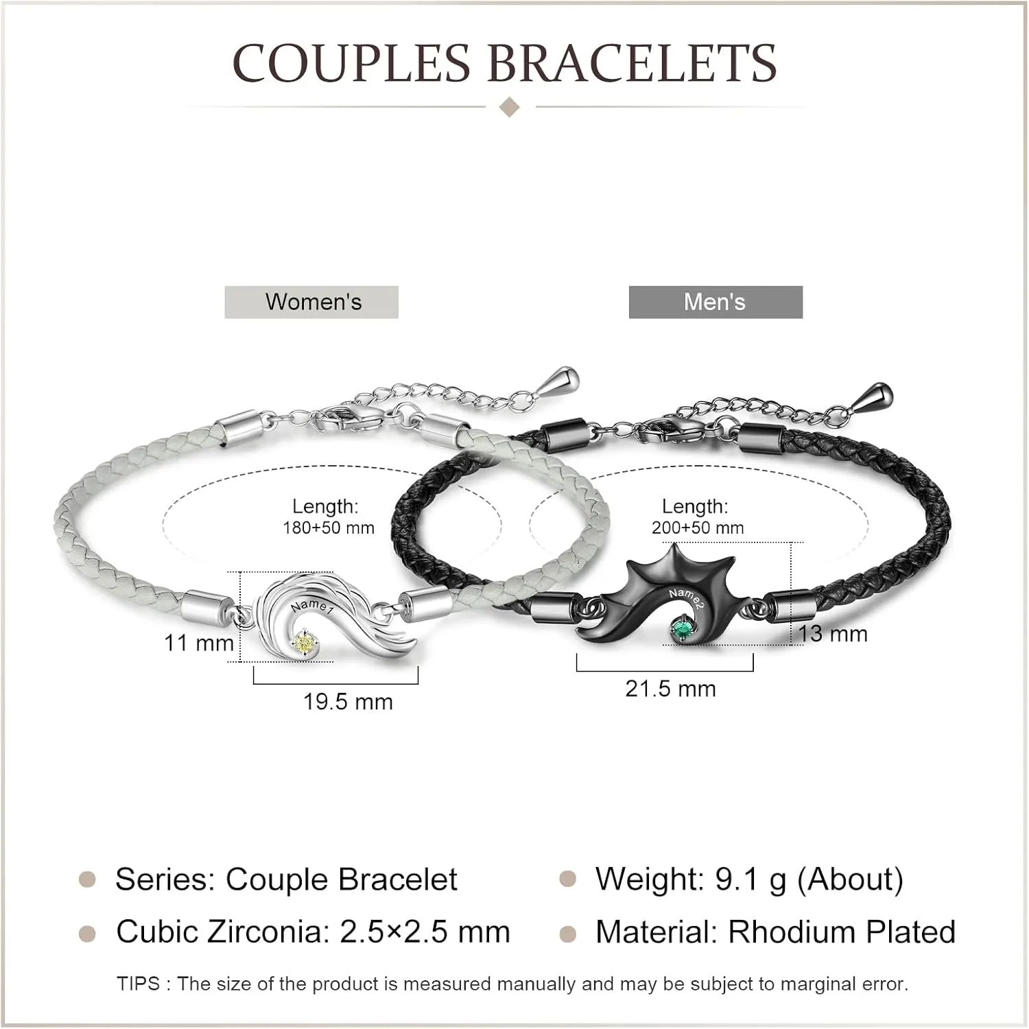Jewelstruck Couples Bracelets for Him and Hers Personalized Matching Bracelets for Couples Boyfriend and Girlfriend Birthday Anniversary Christmas Sweet Relationship Custom Bracelets for Couples