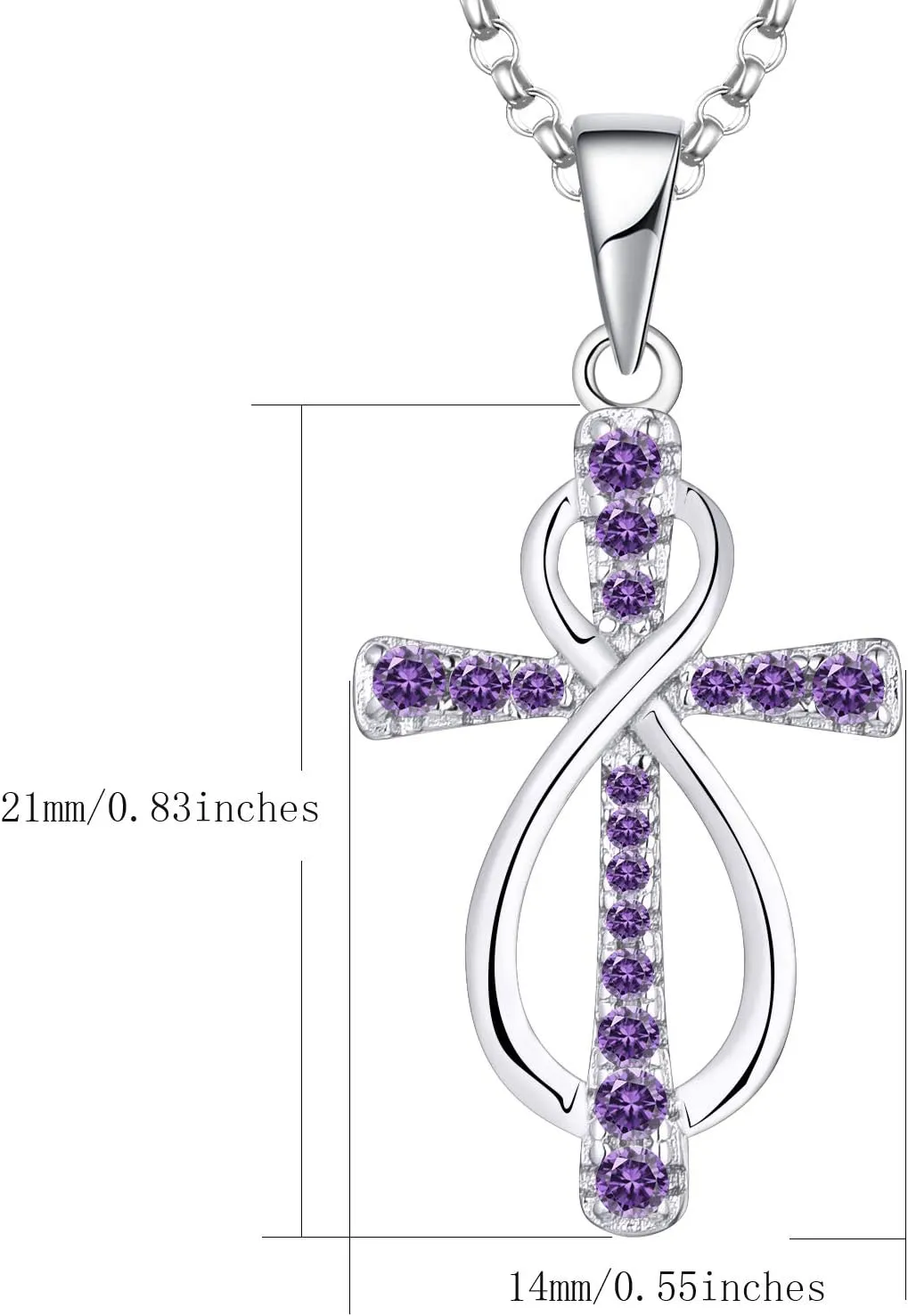 JO WISDOM Women Infinity Cross Necklace,925 Sterling Silver Cubic Zirconia Crucifix Cross Infinity Pendant Necklaces,Jewelry for Women
