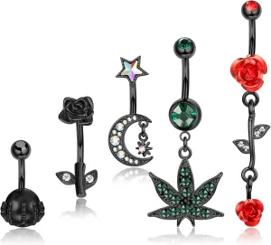 JOERICA Belly Button Rings for Women Belly Rings 14G Stainless Steel Navel Rings Navel Piercing Jewelry