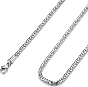 jonline24h Silver Stainless Steel Mens Necklace Snake Chain 18-28inch, 3mm