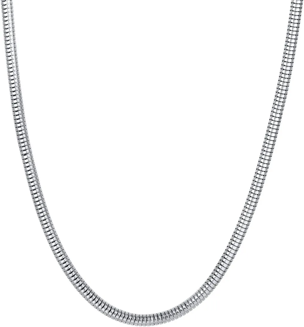 jonline24h Silver Stainless Steel Mens Necklace Snake Chain 18-28inch, 3mm