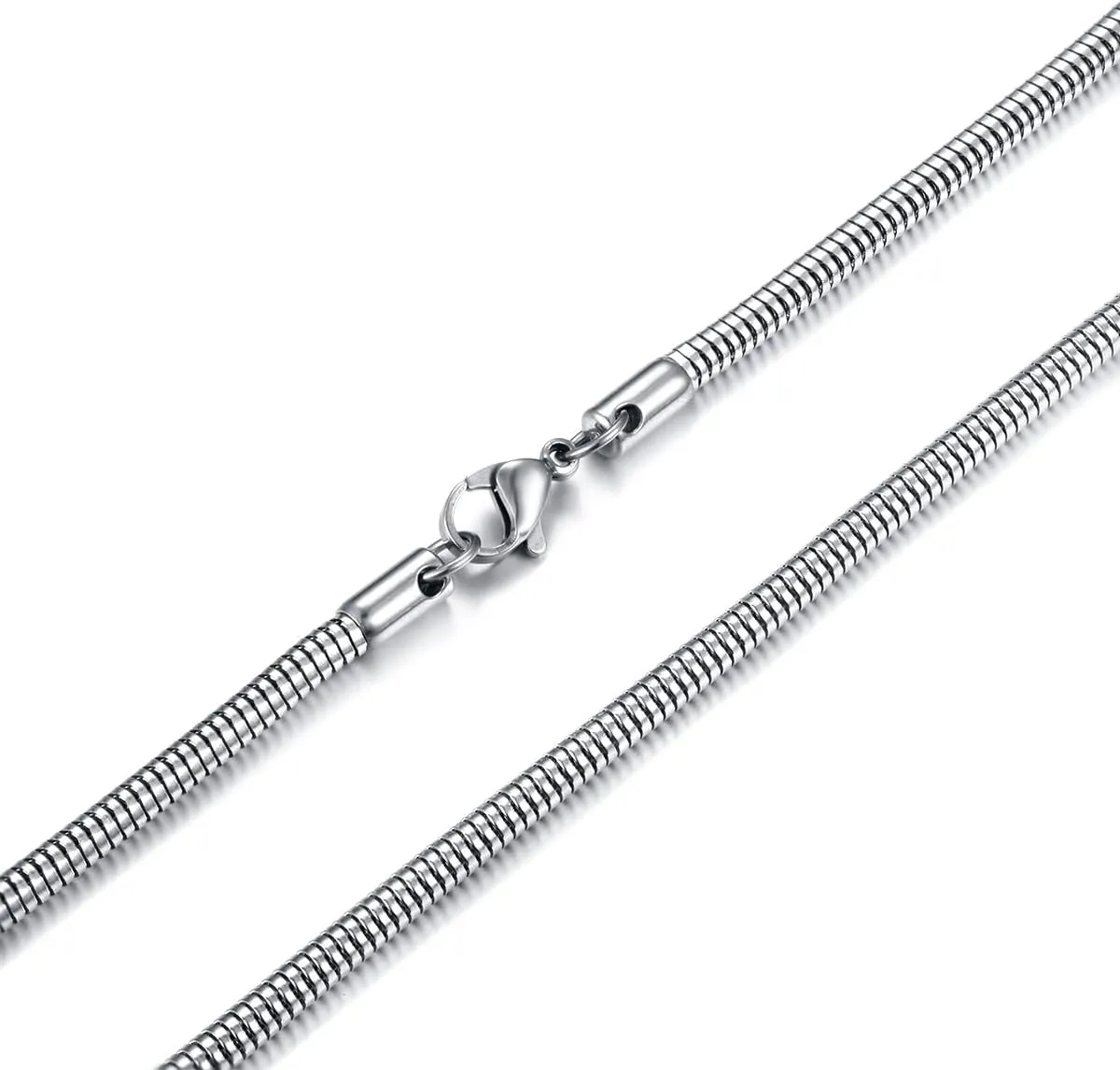 jonline24h Silver Stainless Steel Mens Necklace Snake Chain 18-28inch, 3mm