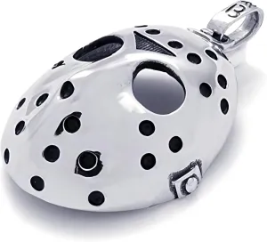 Jonline24h Stainless Steel Halloween Jason Mask Mens Necklace Pendant - Silver Black, 18"-26" Chain
