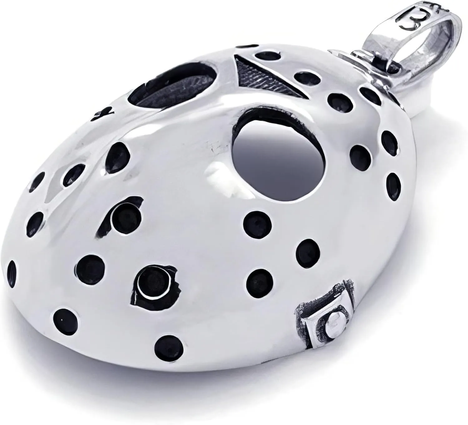 Jonline24h Stainless Steel Halloween Jason Mask Mens Necklace Pendant - Silver Black, 18"-26" Chain