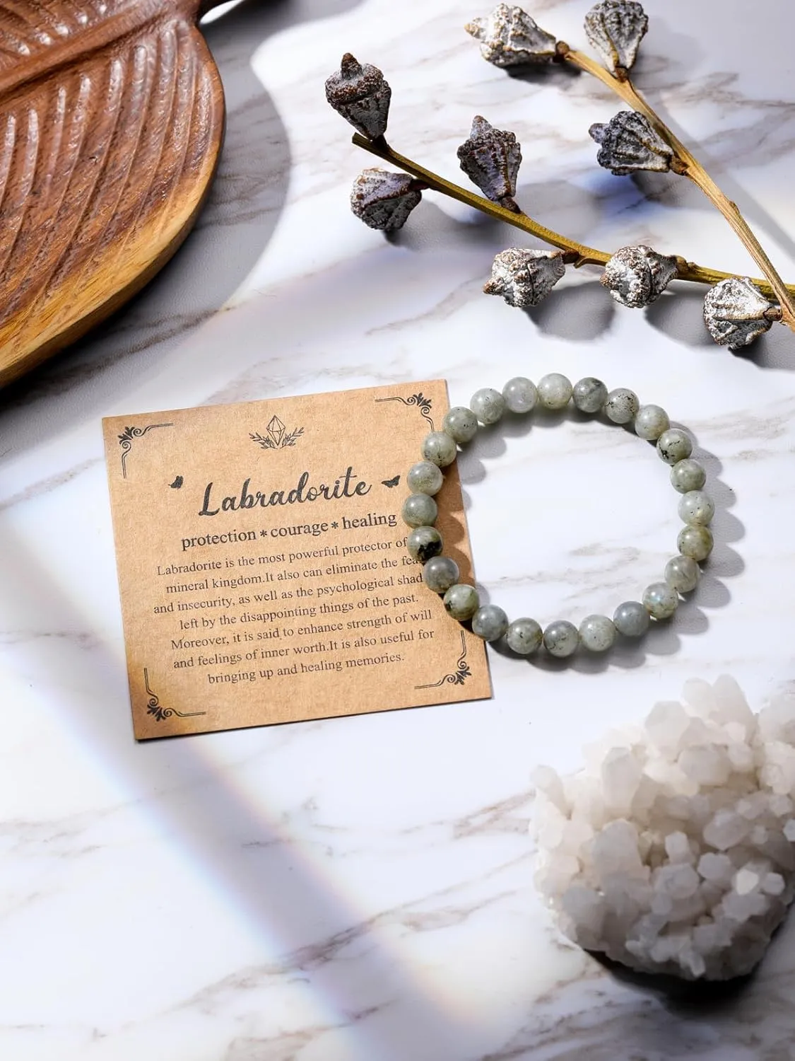 Jovivi Crystal Bracelets for Women Men - 8mm Handmade Natural Semi Precious Gemstone Beaded Bracelets, Round Stone Beads Stretch Bracelet, Healing Yoga Bracelets Jewelry Gifts