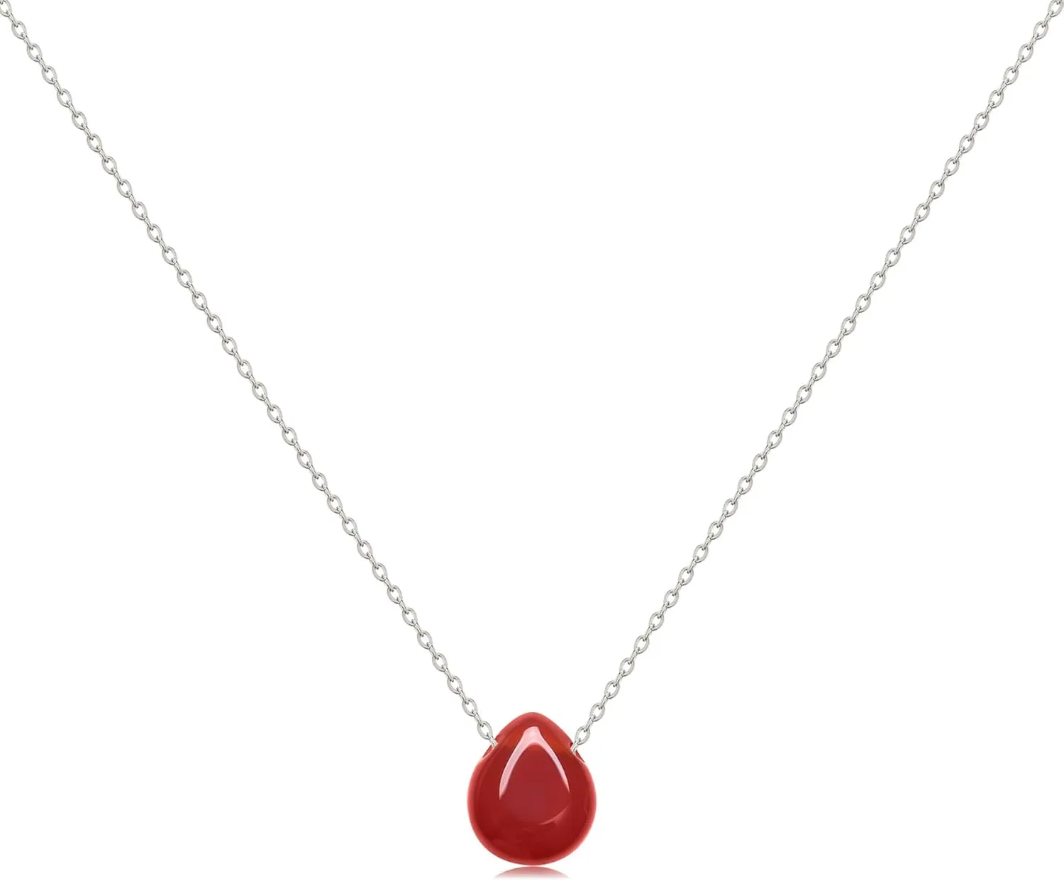 Joxevyia Carnelian Necklace Red Carnelian Raw Stone Healing Crystals Necklace Tear Drop Gemstone Pendant Necklace for Women Anniversary Birthday Valentines for Her