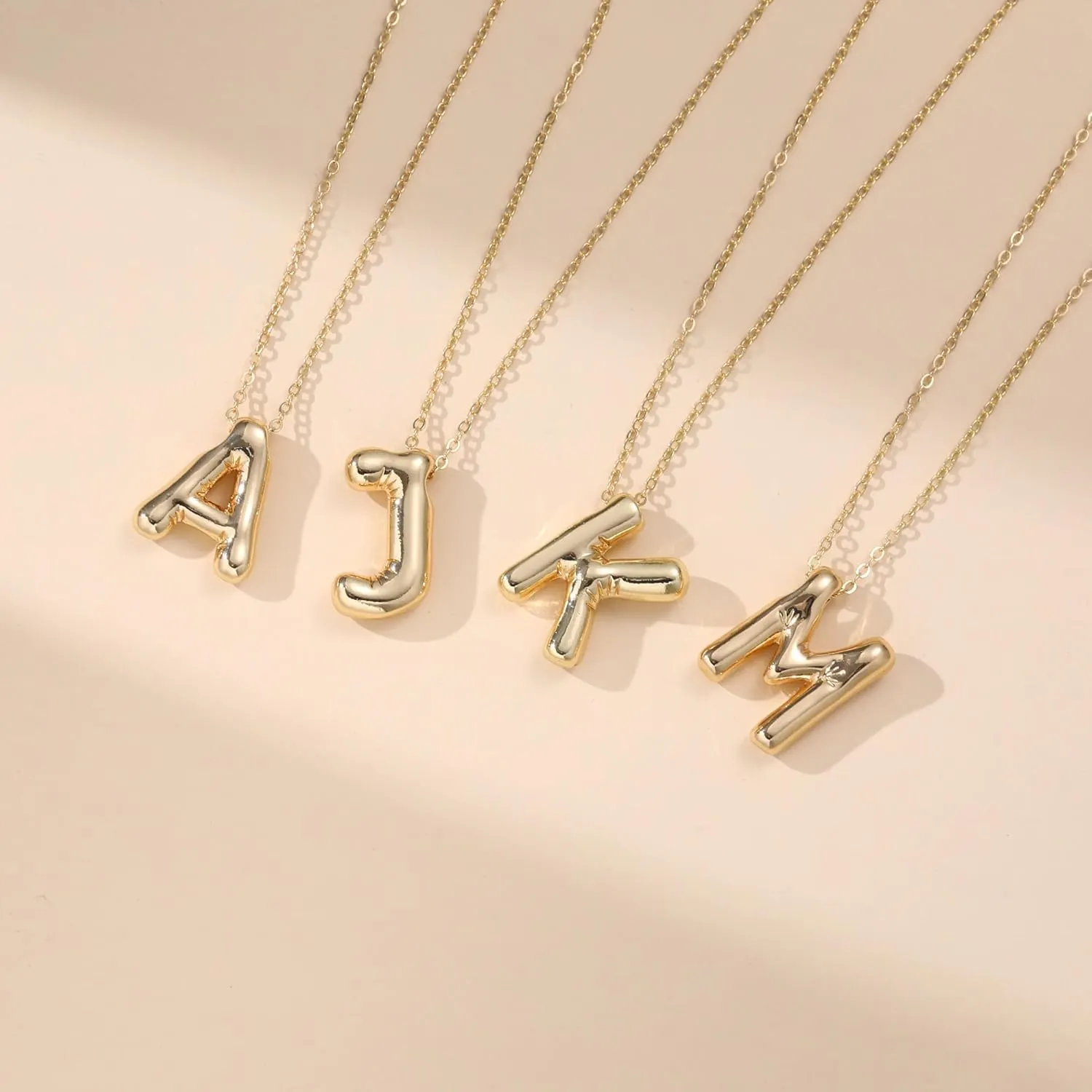 JSJOY Letter Necklace Gold Initial Necklaces for Women A-Z Layered Initial Necklace for Teens Dainty Balloon Letter Necklace 14K Gold Plated Alphabet Necklaces