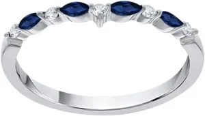 KATARINA Diamond and Alternating Blue Sapphire Wedding Band in 14K Gold (1/4 cttw, J-K, SI2-I1)