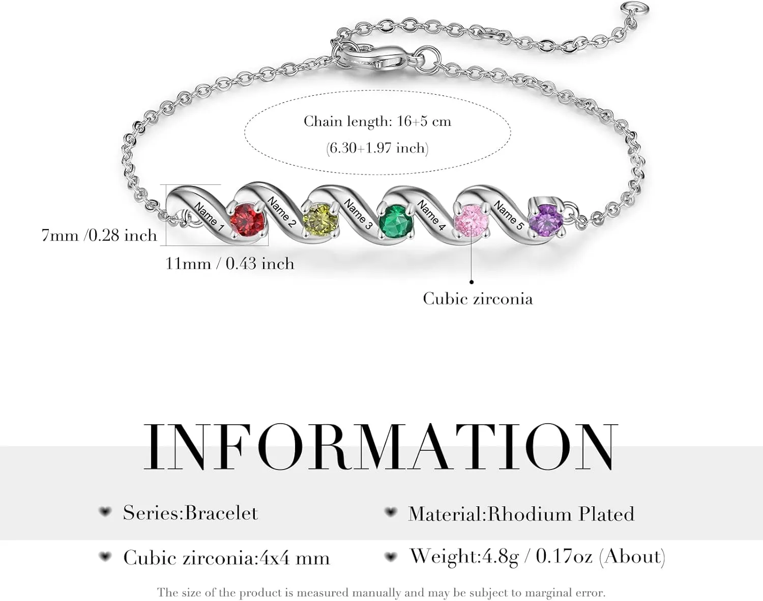 kaululu Gifts for Women Personalized Birthstone Bracelets for Mom Custom Name Bracelet for Women with 2/3/4/5 Names Gifts for Mom Wife Grandma Christmas Gift for Women Mother's Day Gift