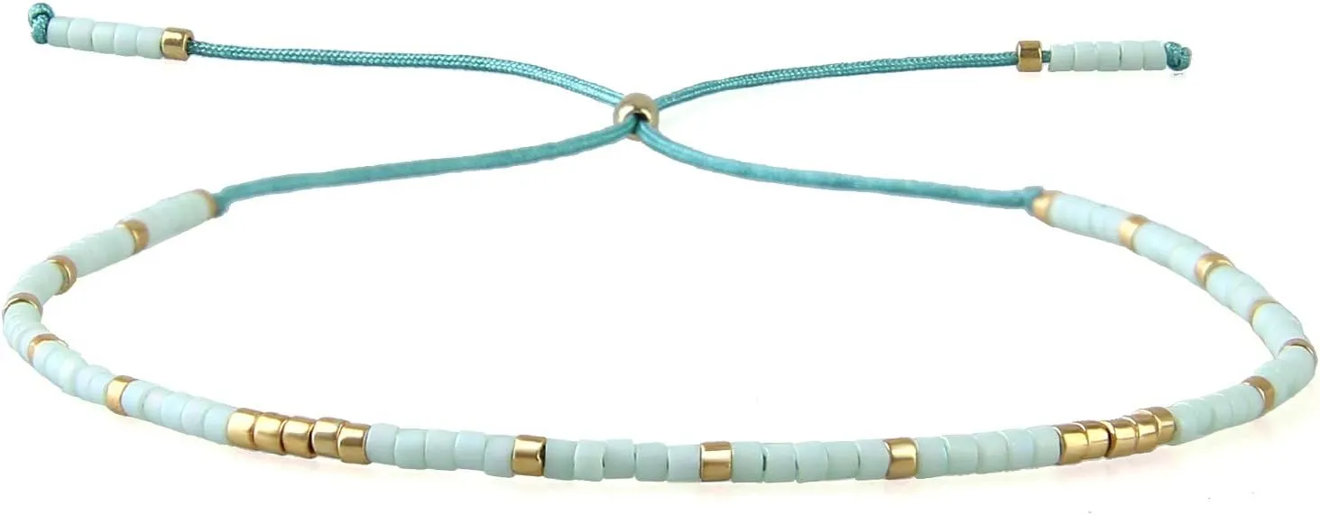 KELITCH Bohemian Crystal Bracelets Miyuki Beaded Bracelets Woven Friendship Bracelets for Women