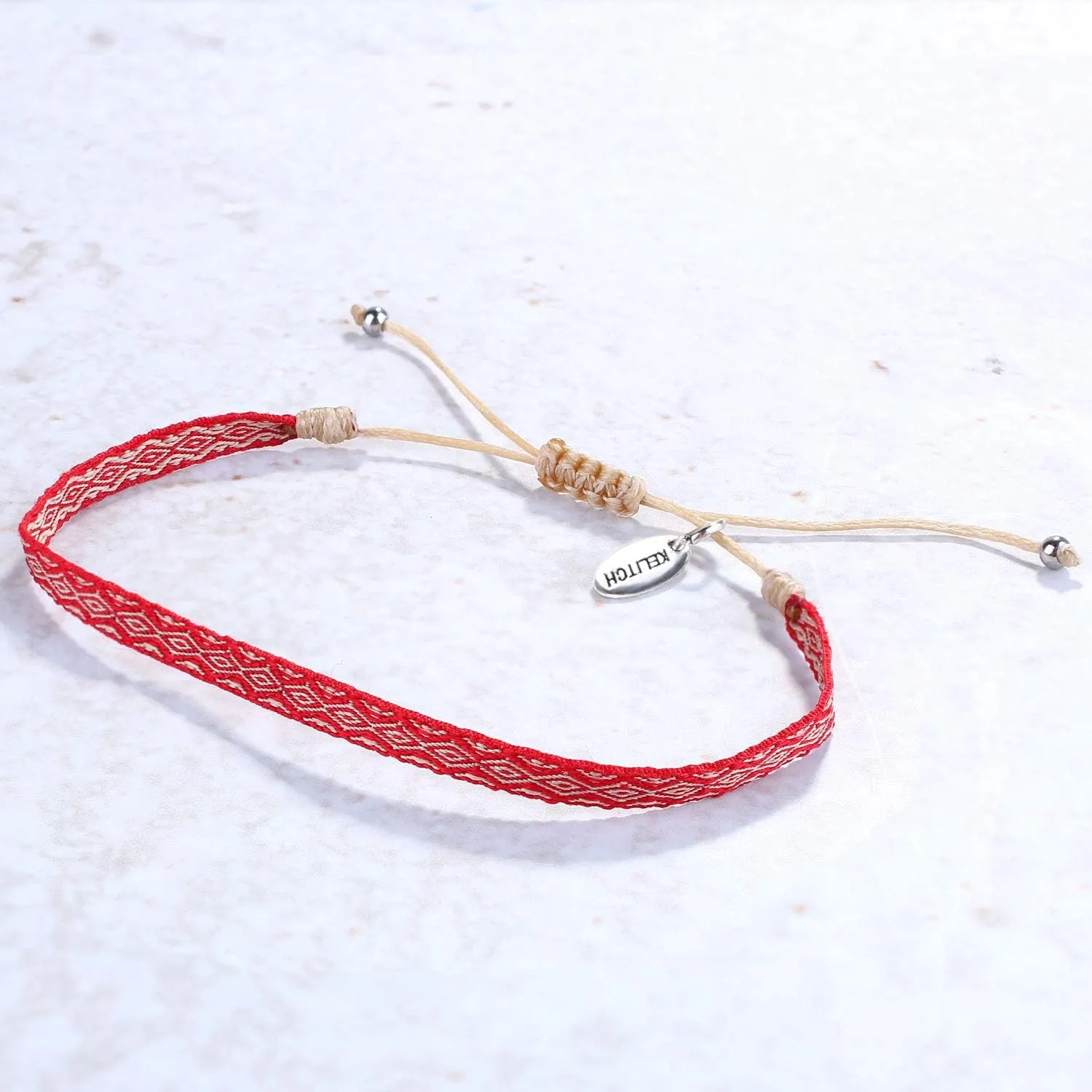 KELITCH Bohemian Friendship Bracelets Stack Silk Adjustable Bracelets Handmade Wax Rope Wrap Bracelets