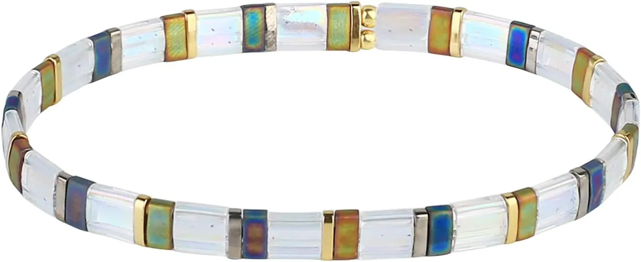 KELITCH Colorful Beaded Stretch Bracelets Stackable Strand Friendship Bracelets