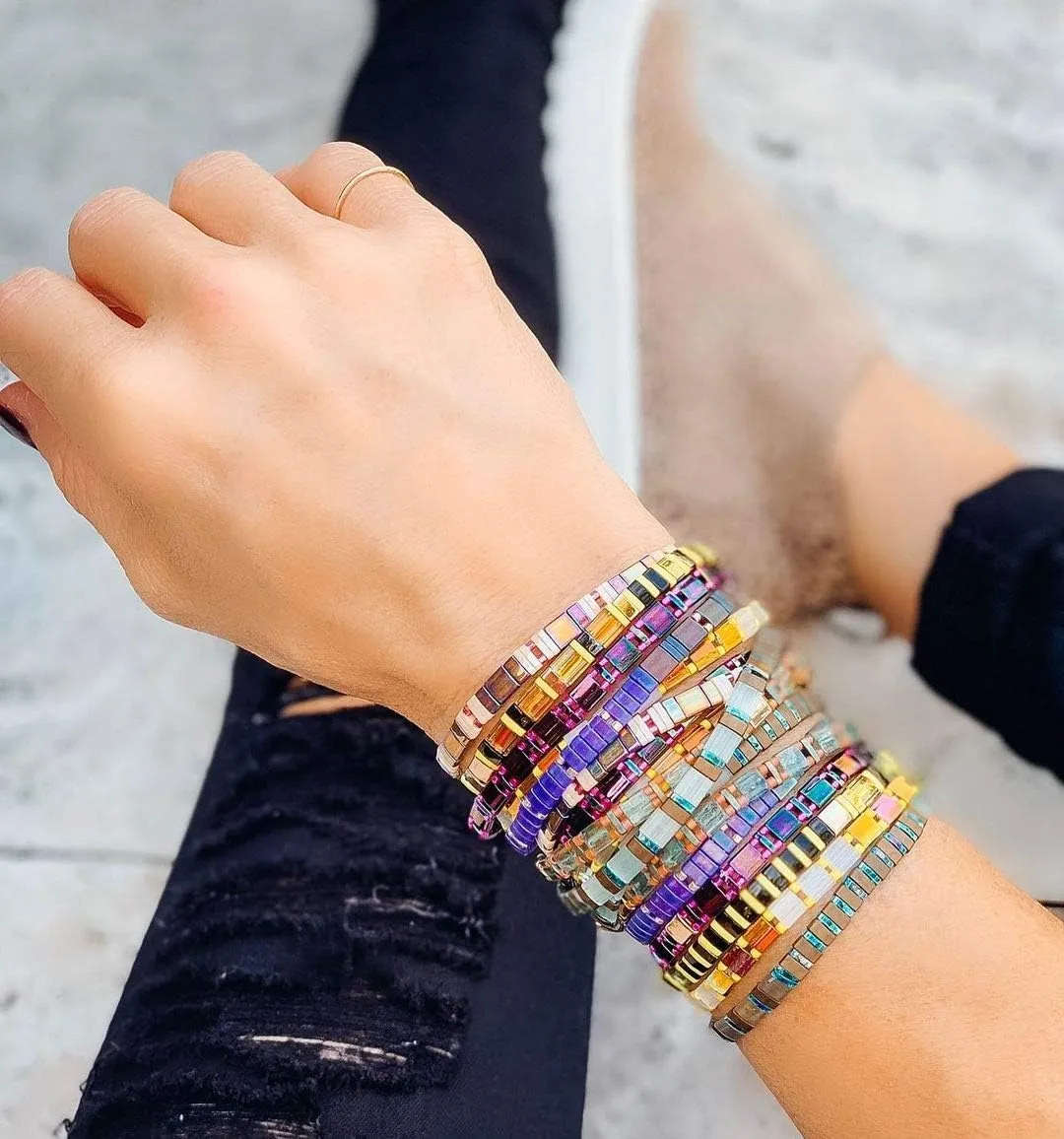 KELITCH Colorful Beaded Stretch Bracelets Stackable Strand Friendship Bracelets