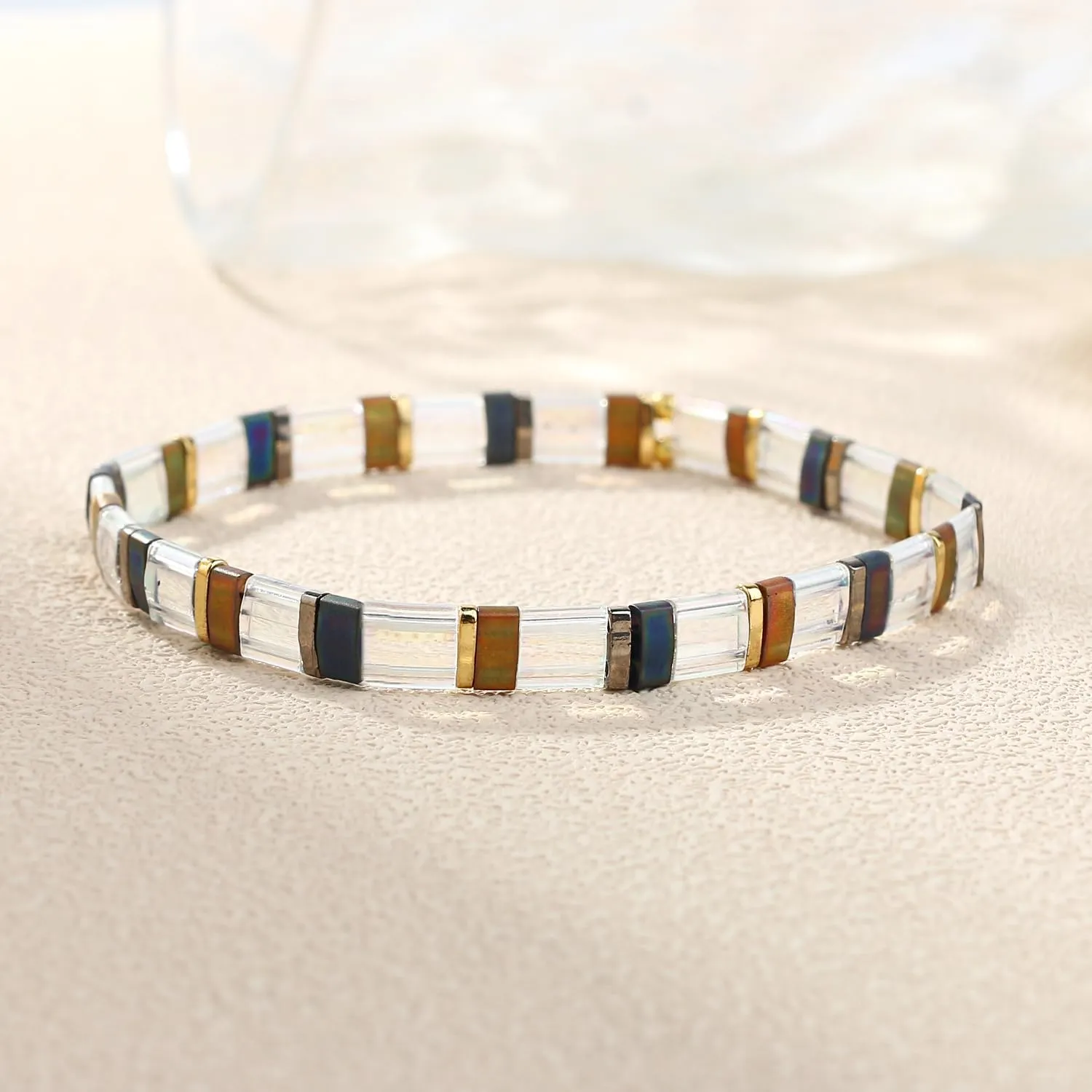 KELITCH Colorful Beaded Stretch Bracelets Stackable Strand Friendship Bracelets