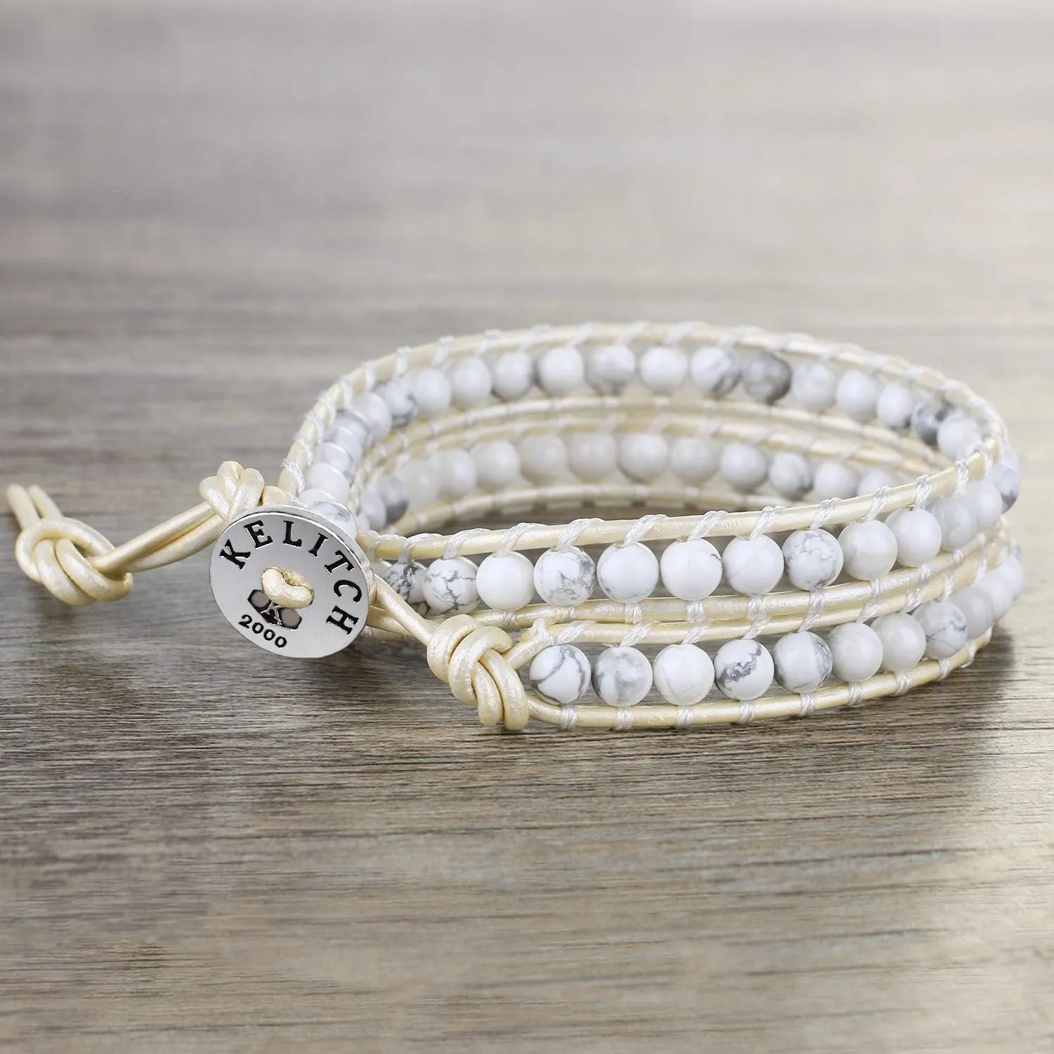 KELITCH Double Wrap Bracelet Women Hand-Braided Turquoise Beads Bracelets Boho Leather Bracelets Bangle