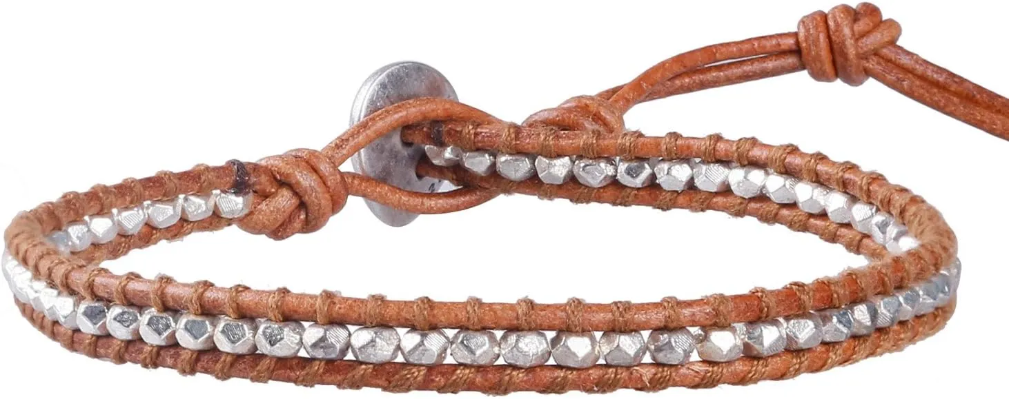 KELITCH New 925 Silver Beads Beaded Bracelets Bangle Color Leather Wrap Bracelets for Women Friendship Bracelet