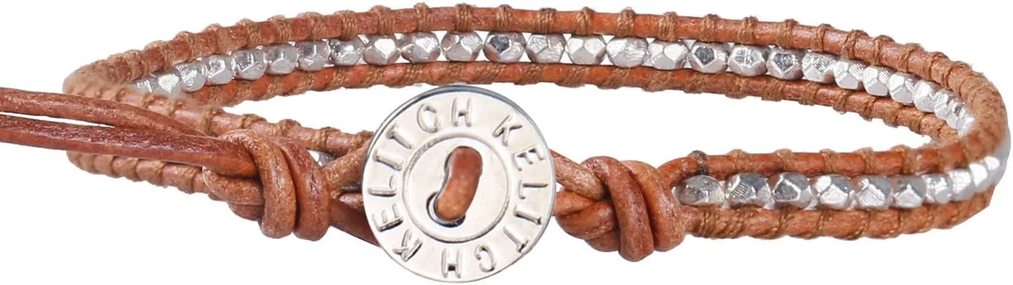 KELITCH New 925 Silver Beads Beaded Bracelets Bangle Color Leather Wrap Bracelets for Women Friendship Bracelet