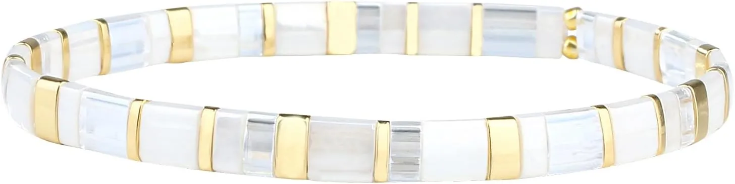 KELITCH New Miyuki Tila Bead Bracelets Charm Stretch Bracelets Stackable Wrap Bracelets for Women Jewelry