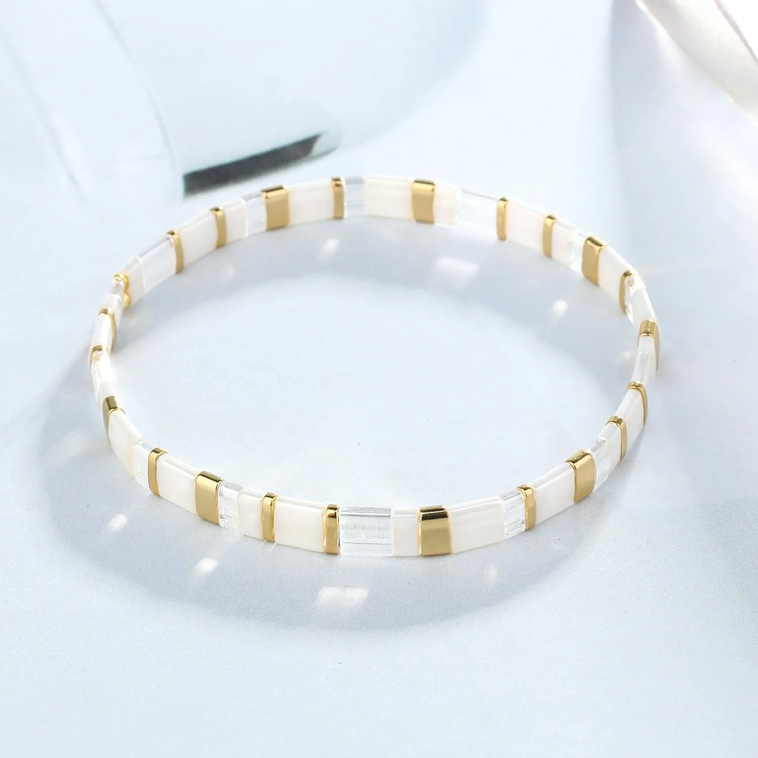 KELITCH New Miyuki Tila Bead Bracelets Charm Stretch Bracelets Stackable Wrap Bracelets for Women Jewelry