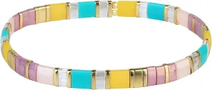 KELITCH Rainbow Stretch Bracelets Elastic Friendship Bracelets Boho Summer Beach Jewelry - 01G
