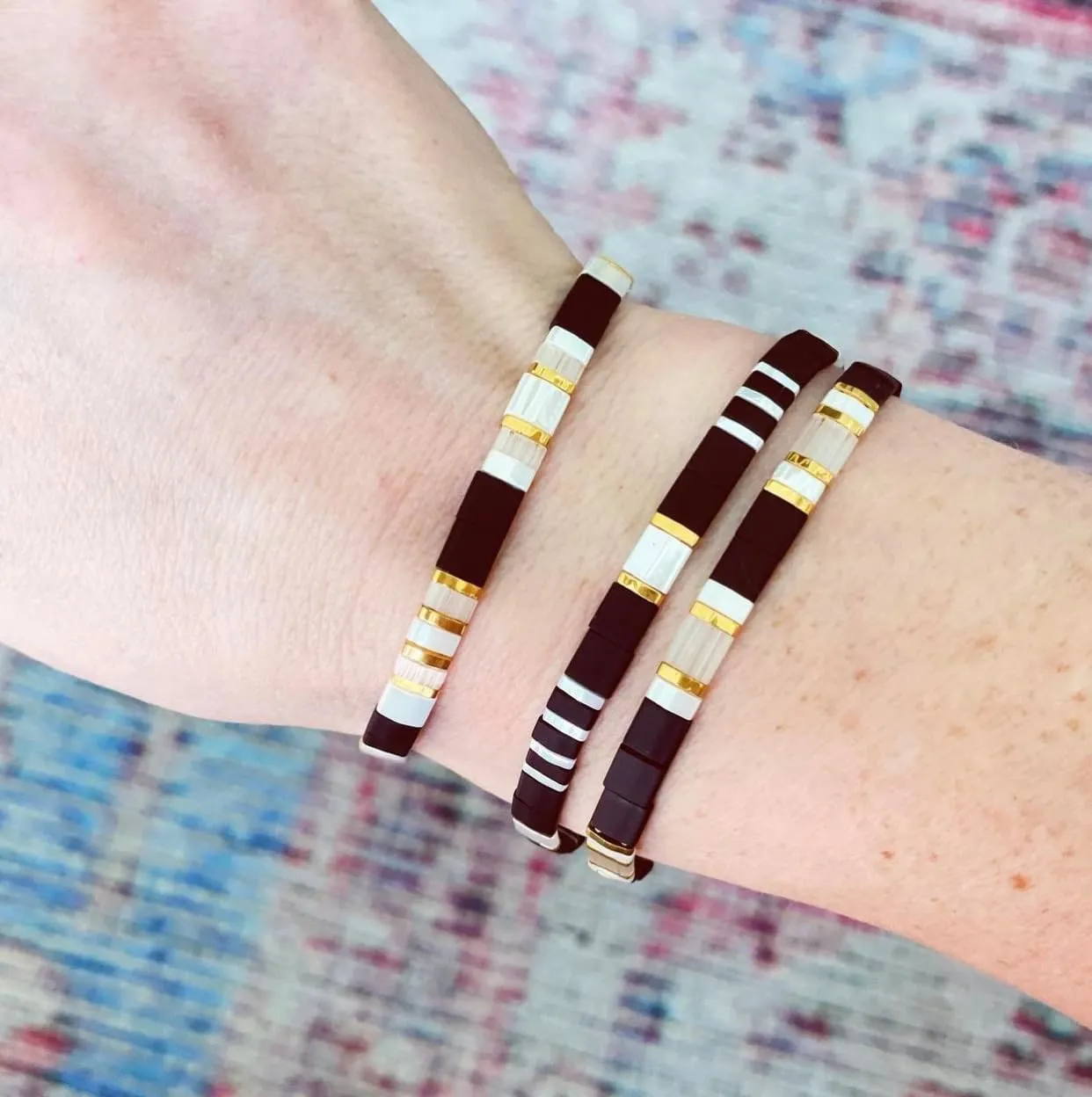 KELITCH Stretch Bracelets Colorful Stackable Tila Bead Bracelets Women Friendship Bracelets Bohemian Jewelry