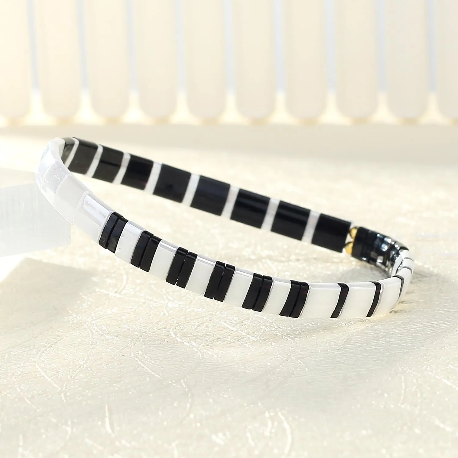 KELITCH Stretch Bracelets Colorful Stackable Tila Bead Bracelets Women Friendship Bracelets Bohemian Jewelry