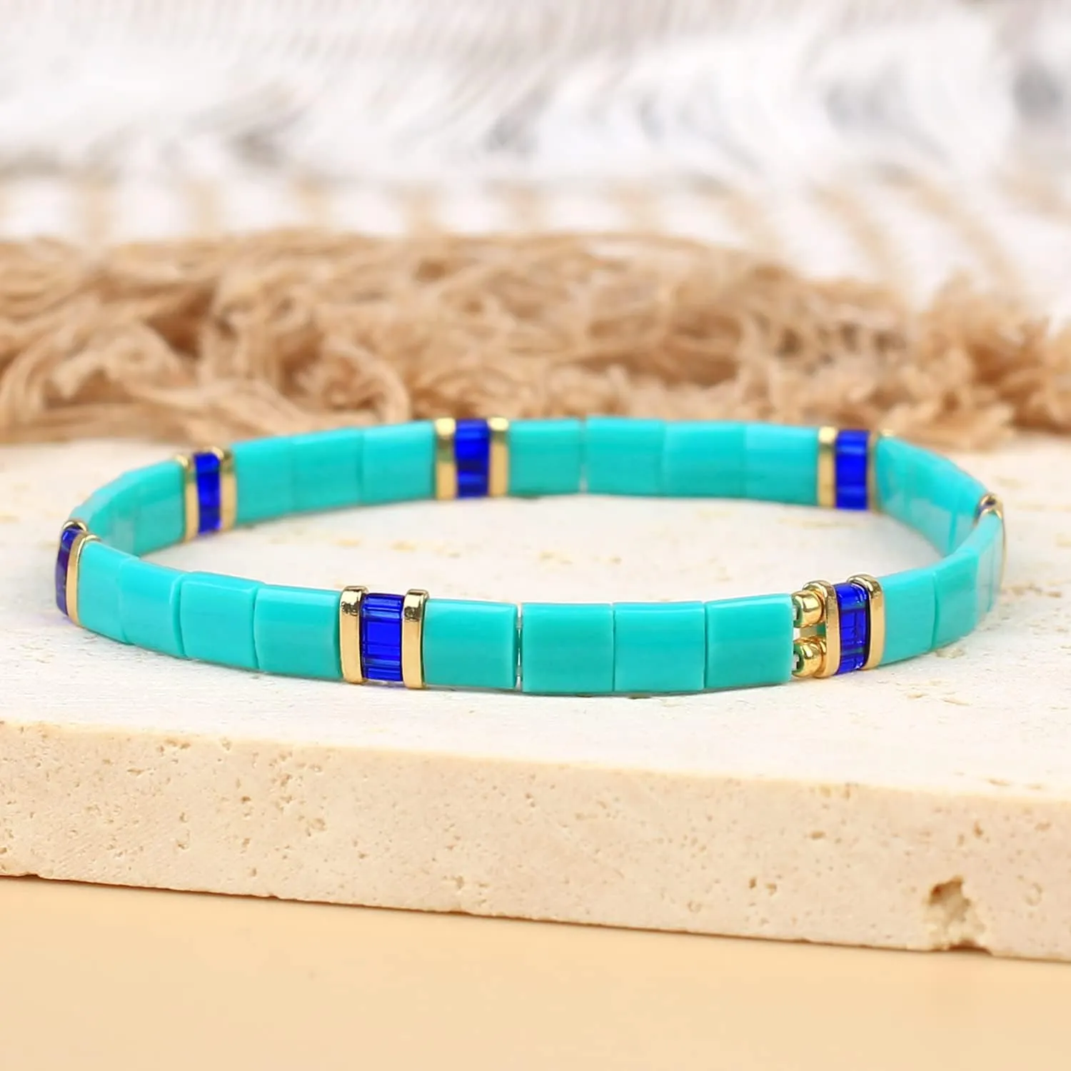 KELITCH Tila Miyuki Beads Bracelets Colorful Strand Stretch Bracelets Mixed Friendship Bracelets