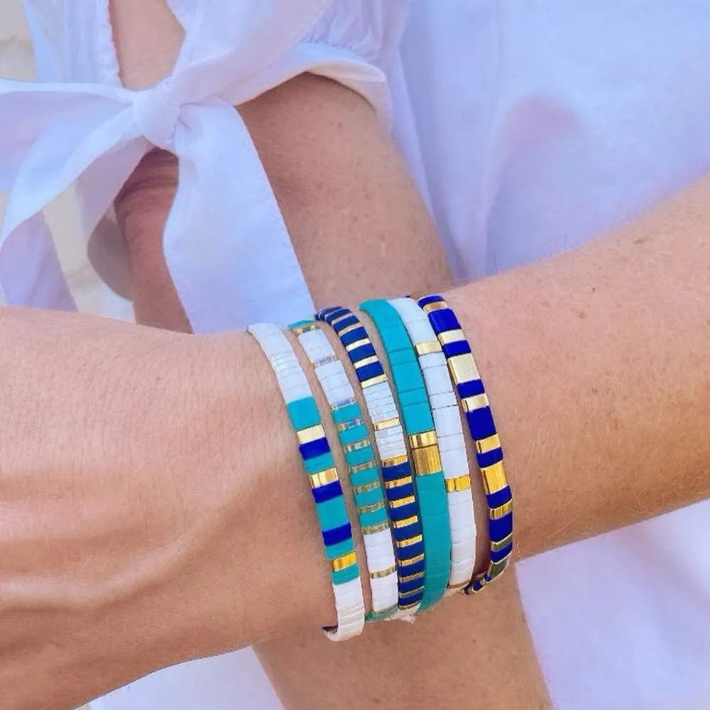 KELITCH Tila Miyuki Beads Bracelets Colorful Strand Stretch Bracelets Mixed Friendship Bracelets