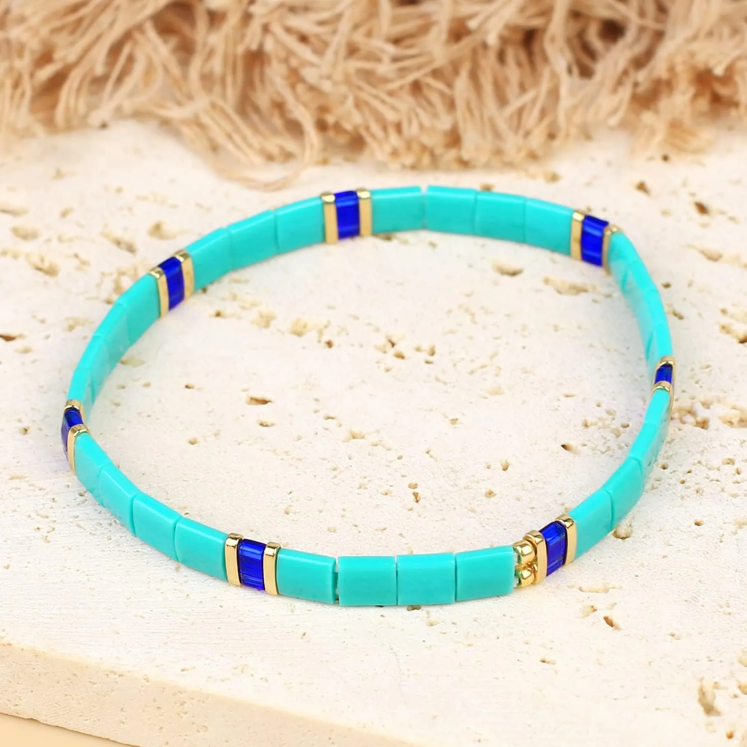 KELITCH Tila Miyuki Beads Bracelets Colorful Strand Stretch Bracelets Mixed Friendship Bracelets