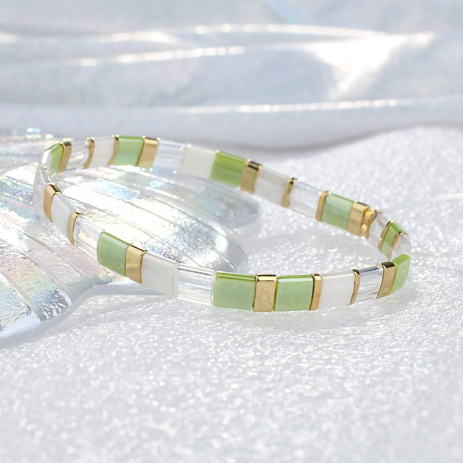 KELITCH Women Tila Bracelets Miyuki Beads Bracelets Colorful Stretch Bracelets Mixed Friendship Bracelets