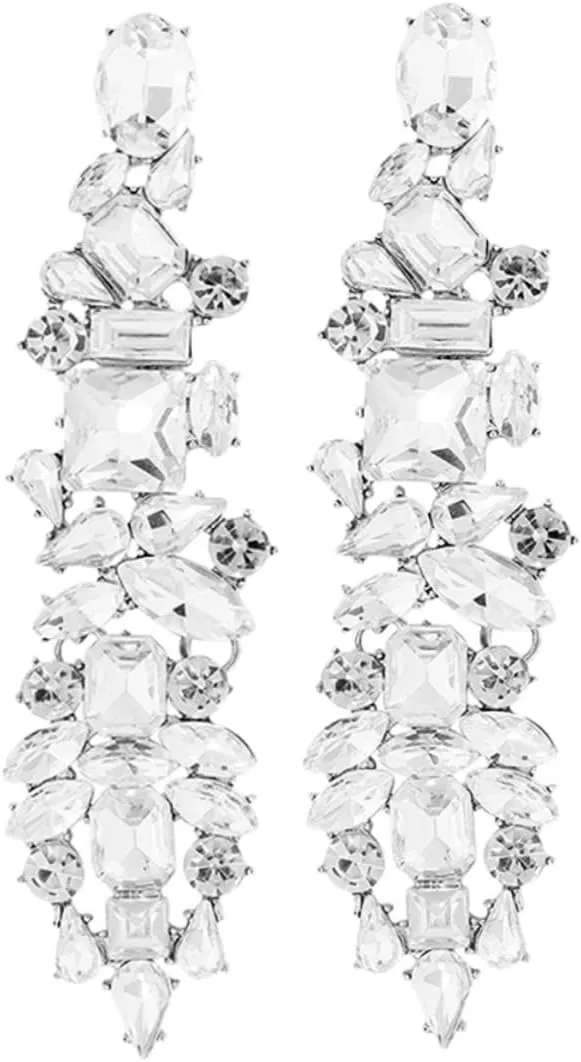 KESYOO 1Pair Exaggerated Rhinestone Earrings for Women Statement Dangle Tassel Jewelry Lightweight Prom Wedding Accessory Unique Design Eye Catching Chandelier Style
