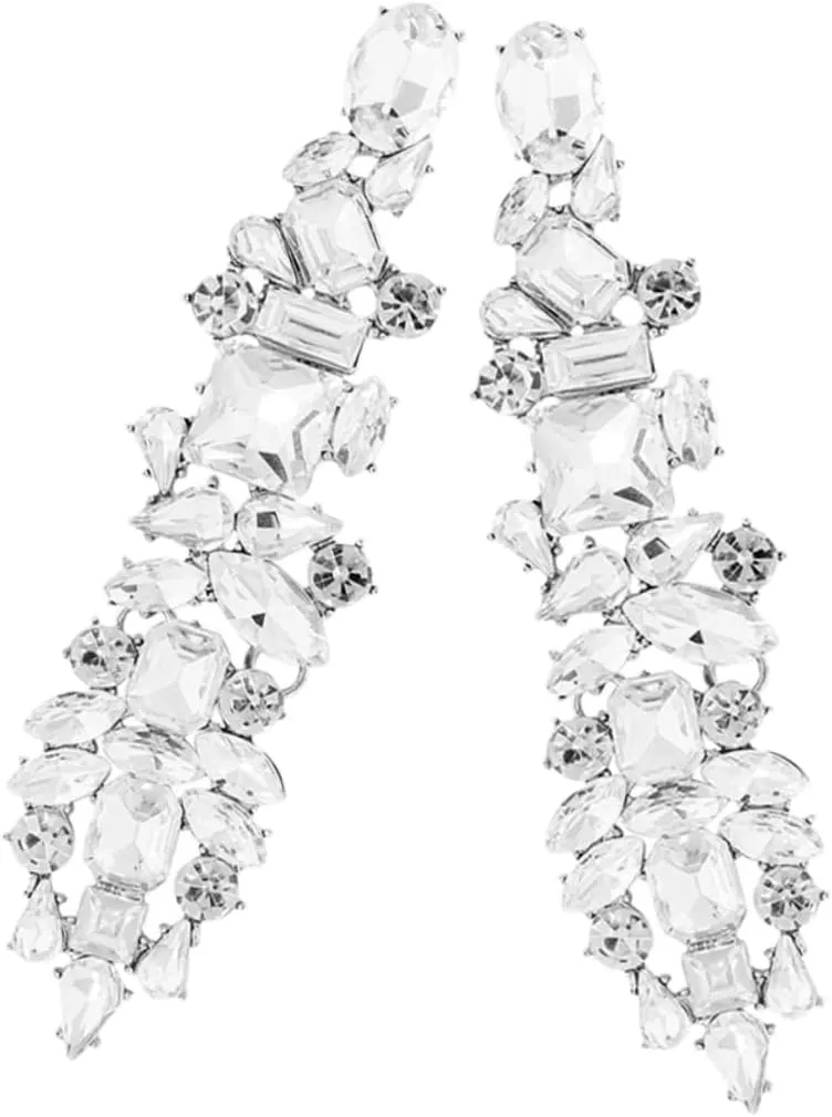 KESYOO Exaggerated Vintage Rhinestone Geometric Earrings for Women Tassel Dangle Chandelier Earrings Statement Jewelry for Weddings and Special Occasions