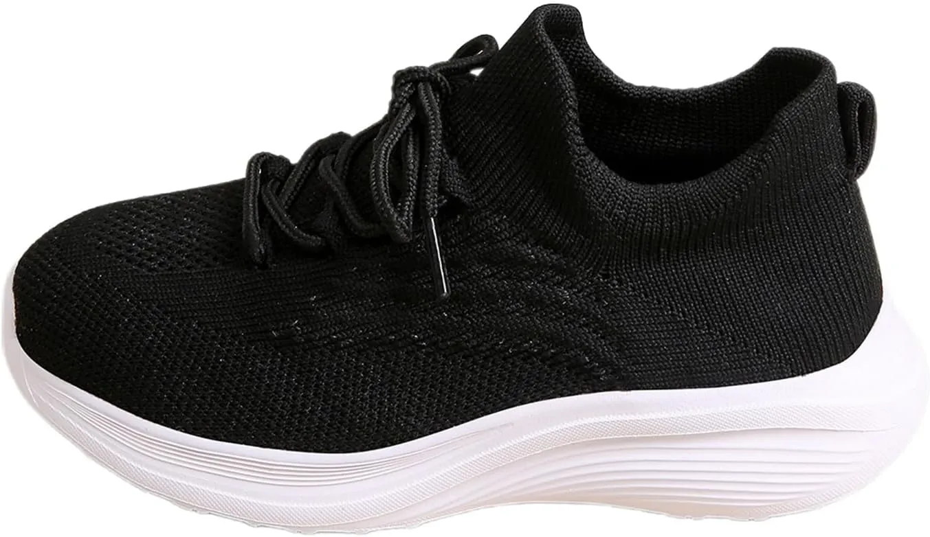 Kids Running Shoe Comfortable Lightweight Breathable Walking Shoes Lace-Up Sneakers Mesh Workout Casual Sports Barefoot