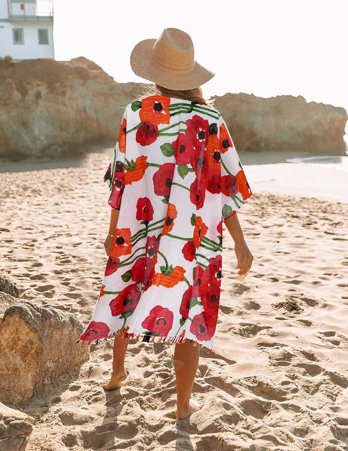 Kimonos for Women Beach Swimsuit Cover Up Boho Lightweight Kimono Cardigans for Summer